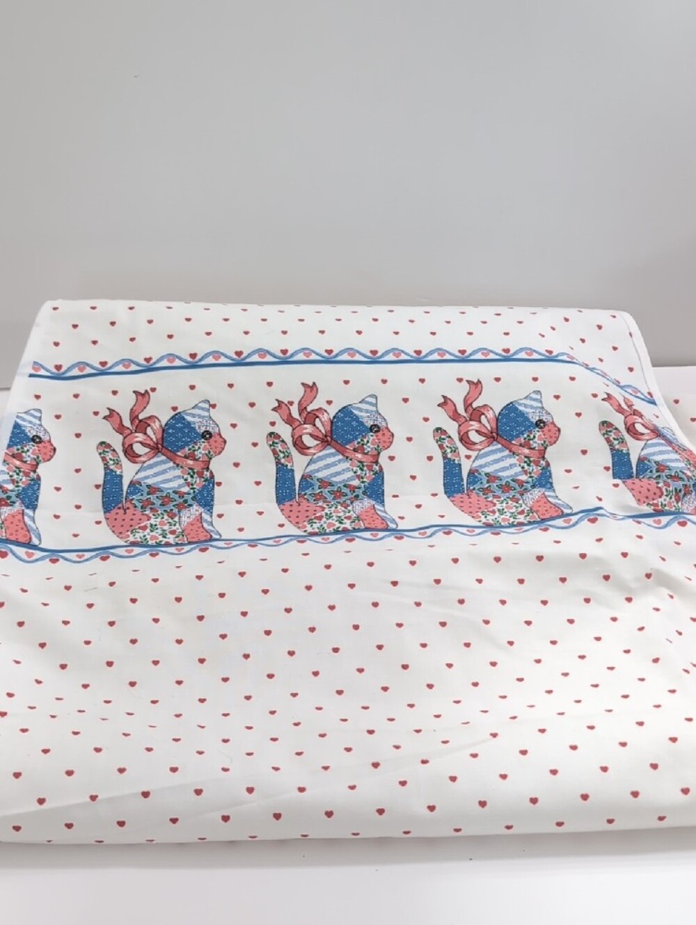 Vintage Ironing Board Cover Patchwork Cats Red Heart Pattern Cottagecore 90's
